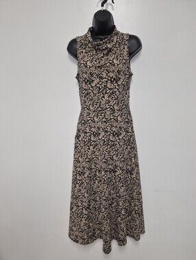 Pact Organic Cotton Cowl Neck Fit & Flare Stretch Midi Dress sz S